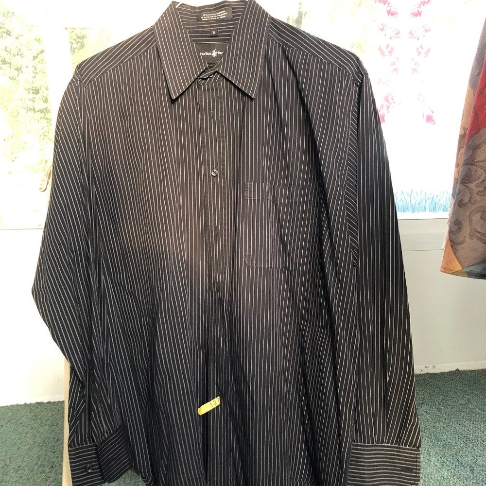 men striped shirt 55%cotton45%polyester XL